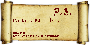 Pantits Ménás névjegykártya
